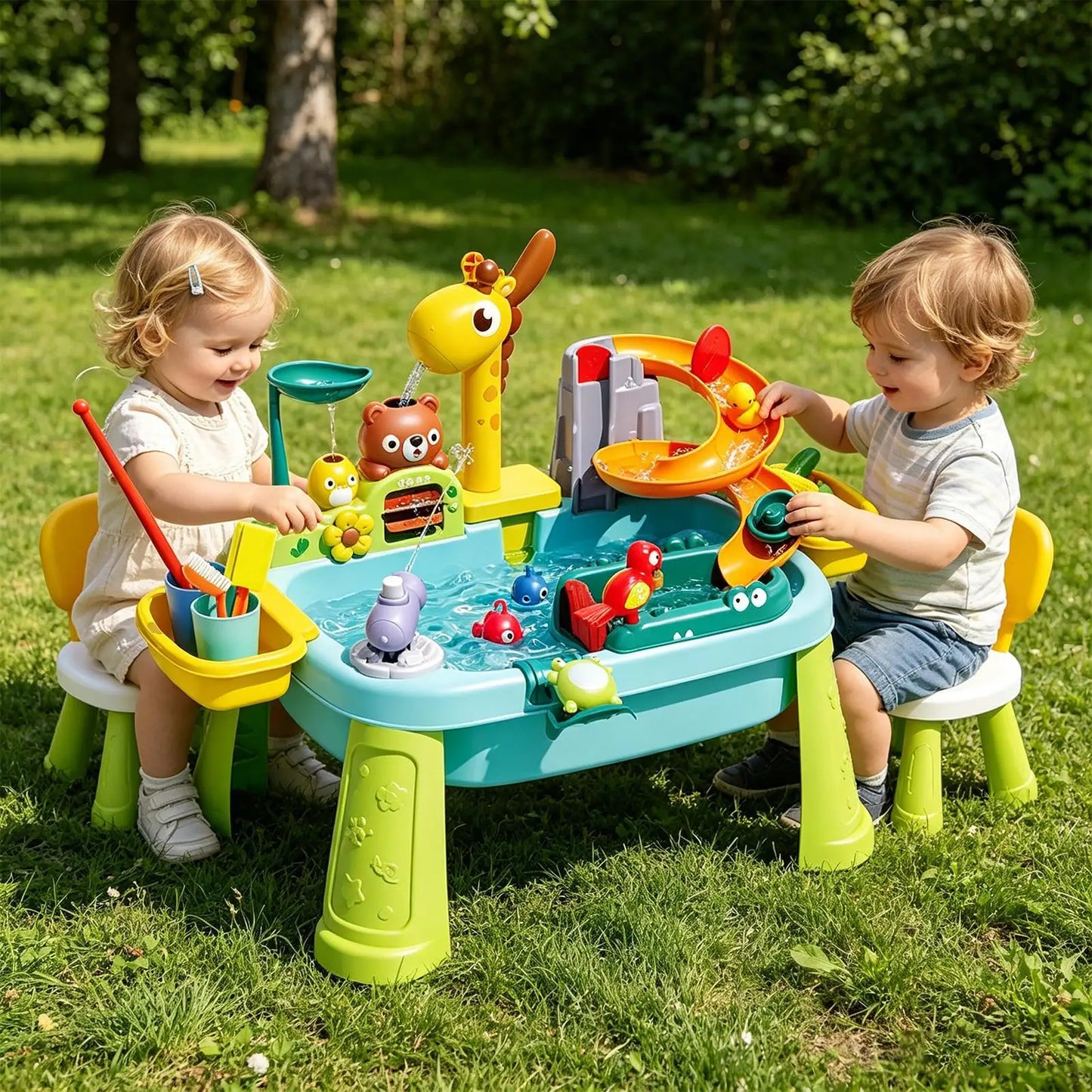 Toddler Water Table 4-in-1 Kitchen Sink & Fishing Game Toy