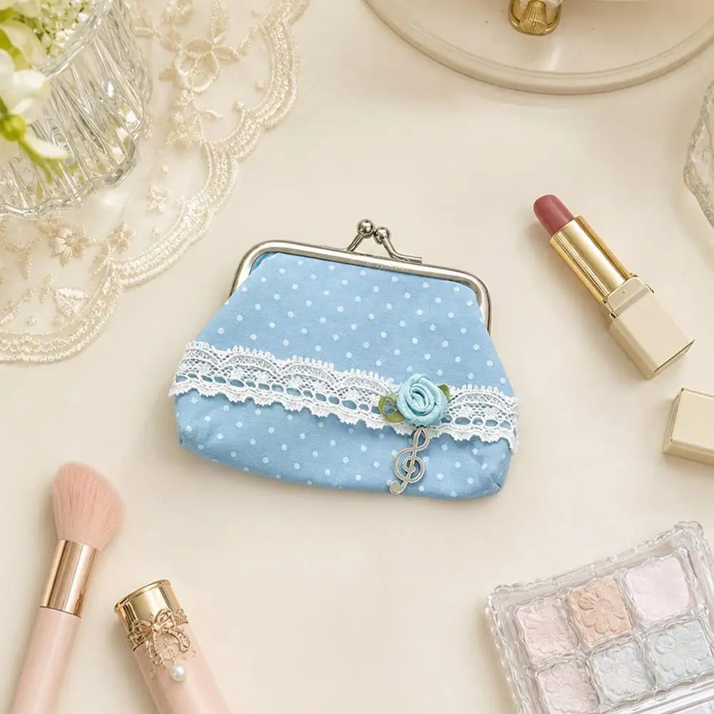 Polka Point Small Wallet Fashion Feast Party Handbag Portable Clutch Bag Mini Coin Purse Cosmetics Earphones Storage Bag Peaceful Pleasures Health and Wellness