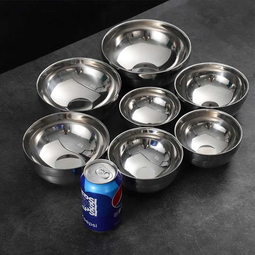 Stainless Steel Bowl Double Layer Thickening Family Kitchens Outdoor