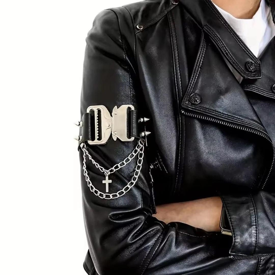 Men's Hip Hop Belt Gothic Faux Leather Arm Cuff Decorative Tassels