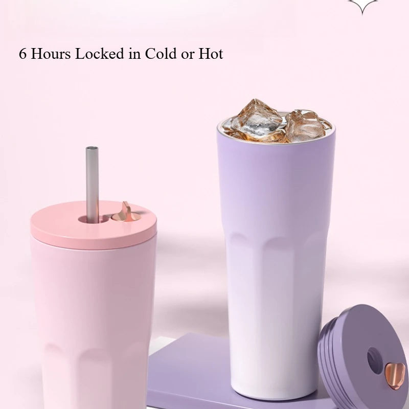 Gradient Vacuum Insulated Cup with Auto Pop-Up Straw 700ml