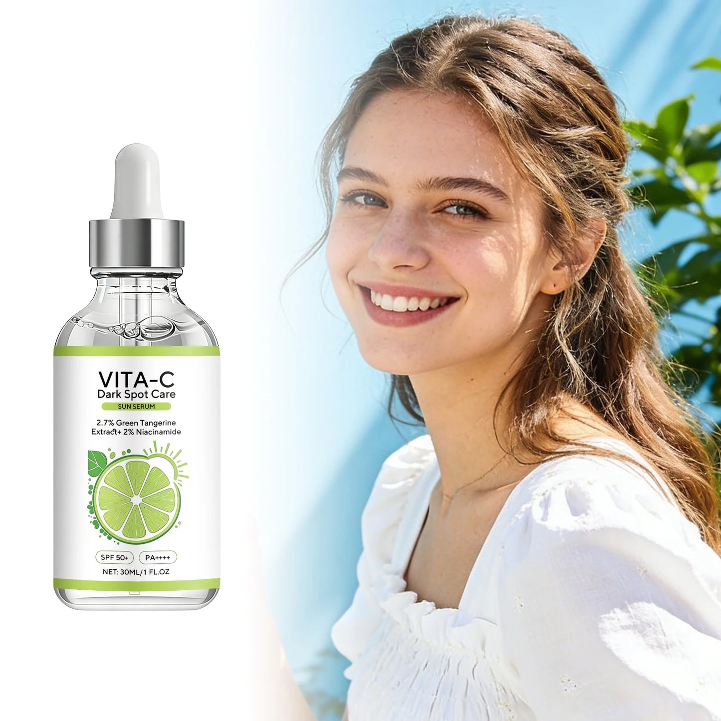 Vitamin C Sunscreen Essence Anti Sunburn Protection Brighten Skin Tone Fade Spots Improve Dullness Nourish Skin Brighten Serum Peaceful Pleasures Health and Wellness