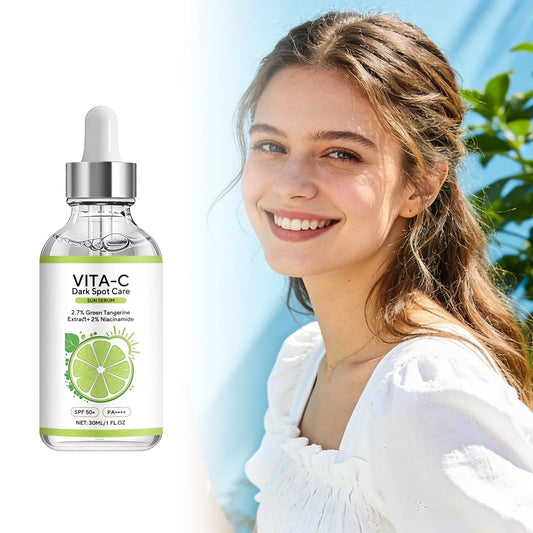 Vitamin C Sunscreen Essence – Brighten & Fade Spots SPF Serum Brightening Sunscreen Serum Oasis Select