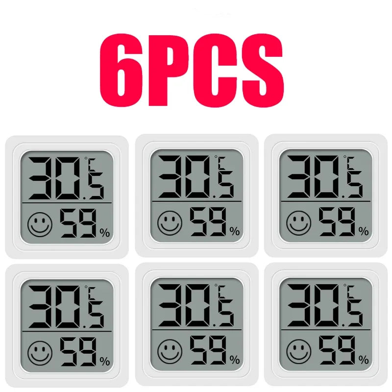 6-Pack Mini Digital Thermometer Hygrometer – LCD Indoor/Outdoor