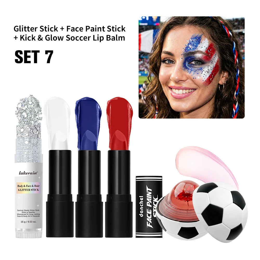 Face Paint Stick Set High Pigment Multiple National Flag Color Body Paint Safe Non-Toxic Paint Stick for Halloween Cosplay Sport Peaceful Pleasures Health and Wellness FR