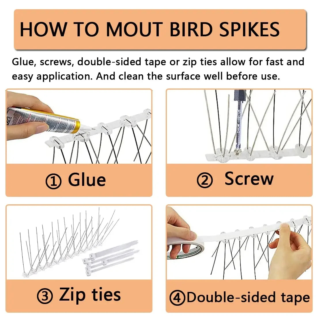12Pcs Pigeon Spikes Stainless Steel Bird Repeller Set Deterrent Anti Bird Pigeon Squirrel Cats Repellent for Garden Fence Roof Peaceful Pleasures Health and Wellness