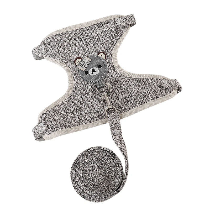 Cat Dog Harness with Lead Leash Adjustable Vest Mesh Breathable Adjustable Chest Harness Outdoor Walking Cat Pet Supplies Peaceful Pleasures Health and Wellness Grey M