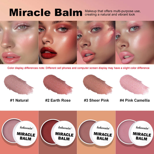 3 In 1 Solid Pearl Blush Cream Monochrome Woman Blush Paste Cheek Ulti-purpose For Eyes Lips Makeup Blush Stick Korean Cosmetics Peaceful Pleasures Health and Wellness