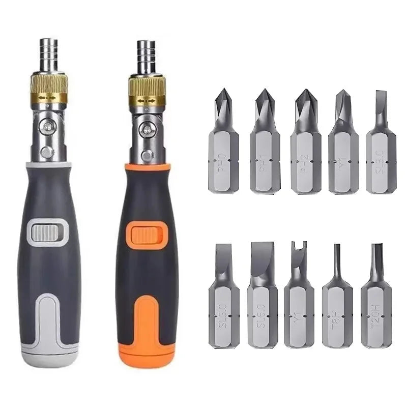 10 In 1 Portable Ratchet Screwdriver Multifunctional Hidden Screwdriver Head Corner Capable Multi Angle Screwdriver Set Peaceful Pleasures Health and Wellness