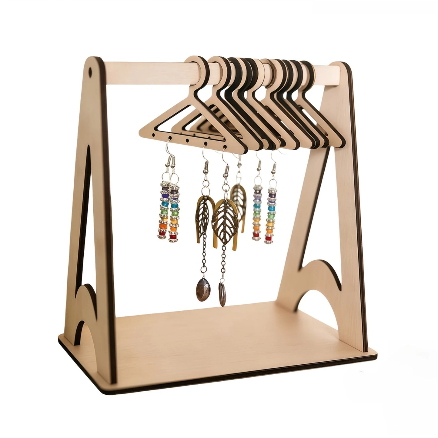 Rustic Wood Jewelry Organizer Stand – Earrings, Necklace & Ring