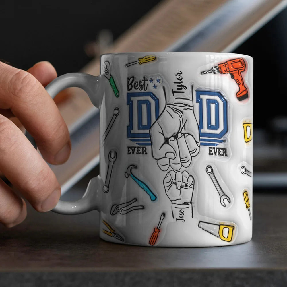 Personalized Dad Mug for Father's Day Custom Name Coffee Cup with 3D Text Effect Custom Name Coffee Cup Gift for Daddy Grandpa Peaceful Pleasures Health and Wellness