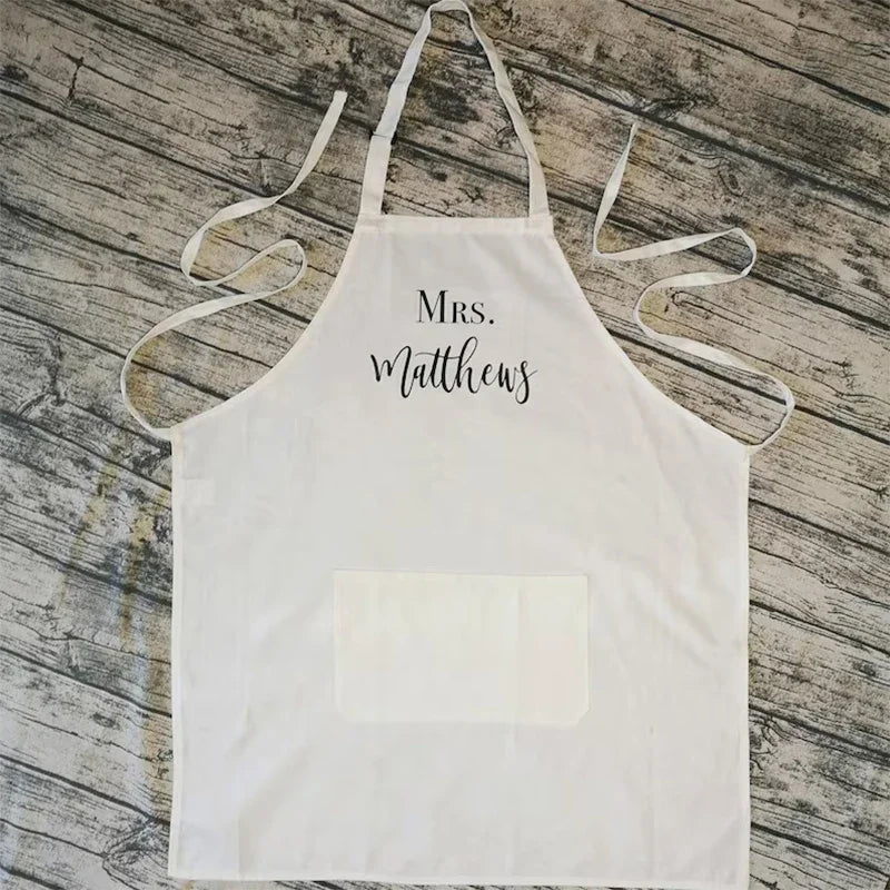 Personalized Mr & Mrs Couple Apron | Wedding & Newlywed Gift Personalized Couple Apron Peaceful Pleasures Health and Wellness