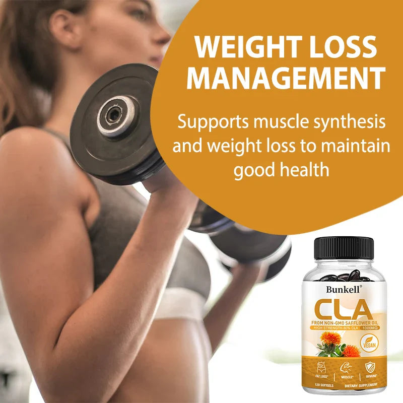 CLA 1000mg Supplement – 80% Active CLA from Safflower Oil