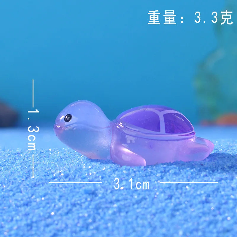 1PCS Resin Glow Turtle Mini Ornaments DIY Craft Supplies Aquarium Decor Christmas Party Birthday Wedding Home Decor Gifts fairy Peaceful Pleasures Health and Wellness purple
