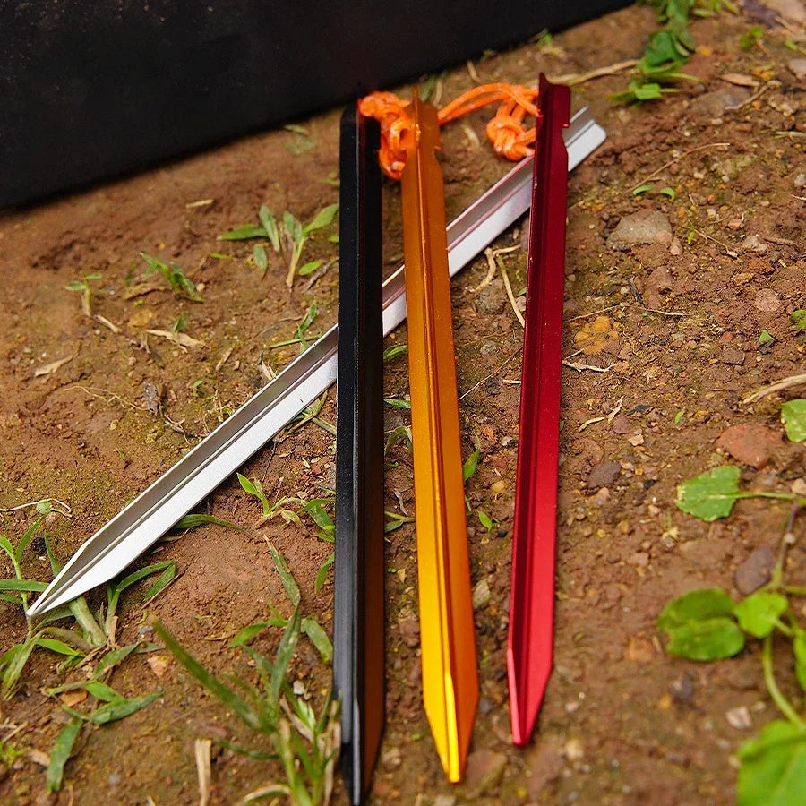 6Pcs 23cm Aluminum Alloy Tent Pegs Tent Nail Yard Canopy Garden Stakes Ground Camping Backpacking Hiking Tent Accessories Peaceful Pleasures Health and Wellness