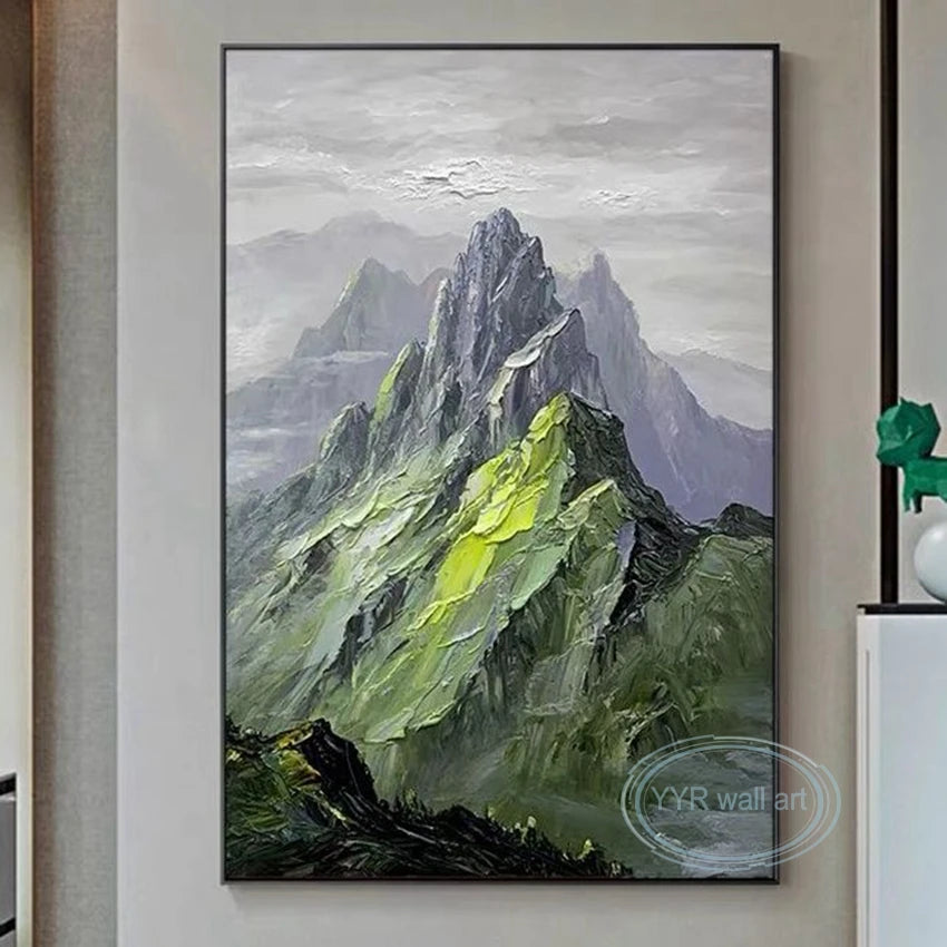 Custom Canvas Mural Abstract Mountain Decoration Picture Handmade Oil Painting Wall Poster Living Room Bedroom Porch Restaurant Peaceful Pleasures Health and Wellness