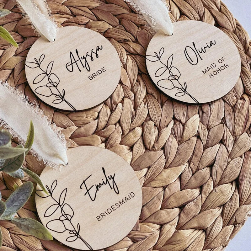 Personalized Wooden Bride & Bridesmaid Dress Hanger Tags – 3 Pack Wedding Hanger Tags Peaceful Pleasures Health and Wellness