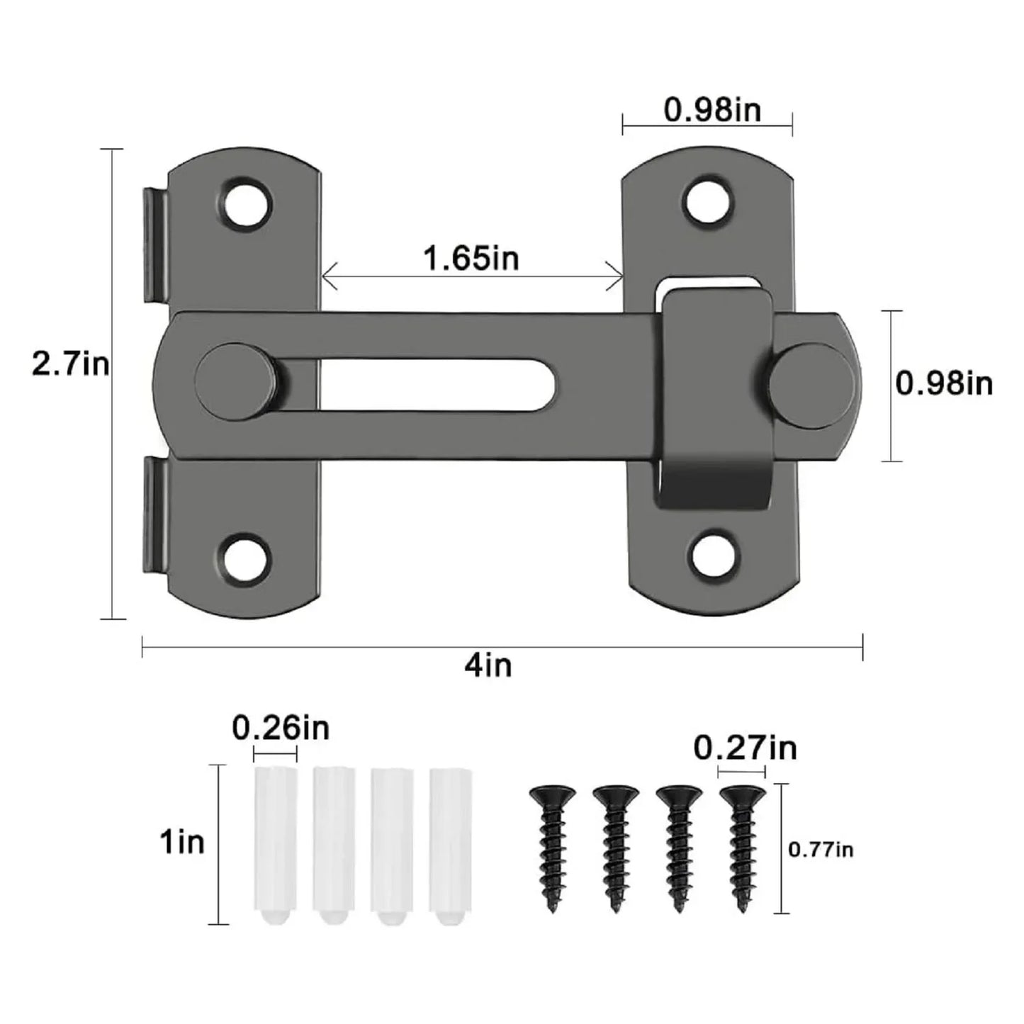 Black Door Buckle, Stainless Steel Bolt Iron Cage Bolt Lock Modern and Simple Pet Cage Door Barn Sliding Door Locked Door Buckle Peaceful Pleasures Health and Wellness