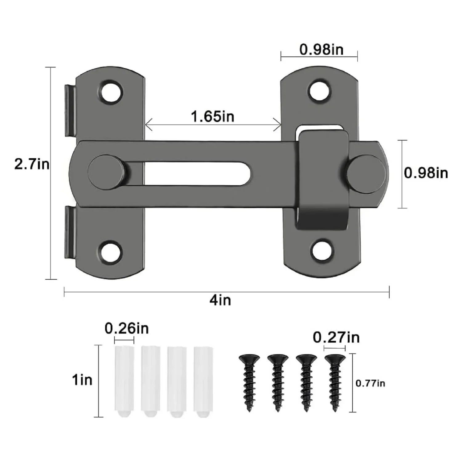 Black Door Buckle, Stainless Steel Bolt Iron Cage Bolt Lock Modern and Simple Pet Cage Door Barn Sliding Door Locked Door Buckle Peaceful Pleasures Health and Wellness