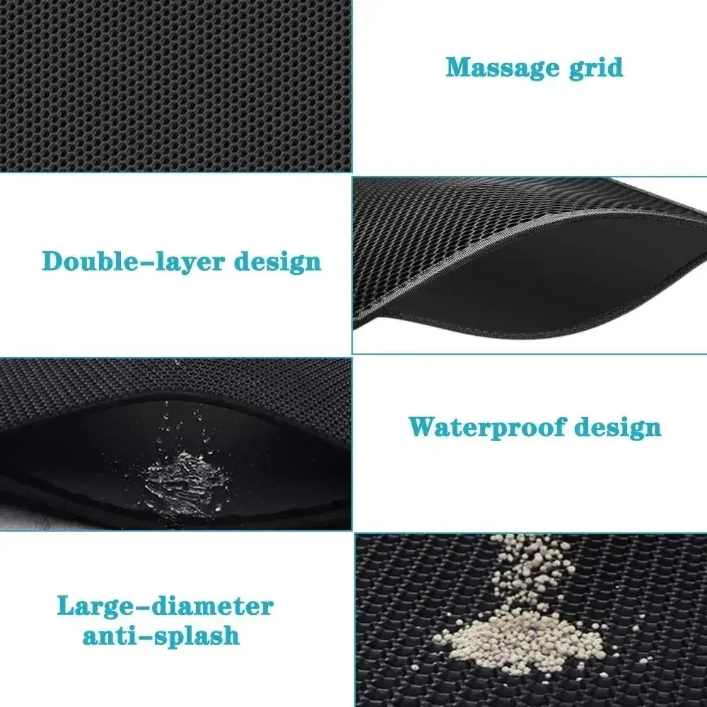 Cat Litter Mat Waterproof Double Layer Pet Litter Box Mat Pet Toilet Cat Mat Nonslip Sand Cat Washable Mat Pet Clean Peaceful Pleasures Health and Wellness