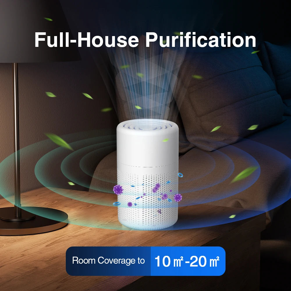 Air Purifier With H13 HEPA + Activated Carbon Filter Dual Purification for 20㎡ Rooms Blue Light for Pet Allergy Relief Air Clean Peaceful Pleasures Health and Wellness