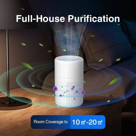 Air Purifier With H13 HEPA + Activated Carbon Filter Dual Purification for 20㎡ Rooms Blue Light for Pet Allergy Relief Air Clean Peaceful Pleasures Health and Wellness