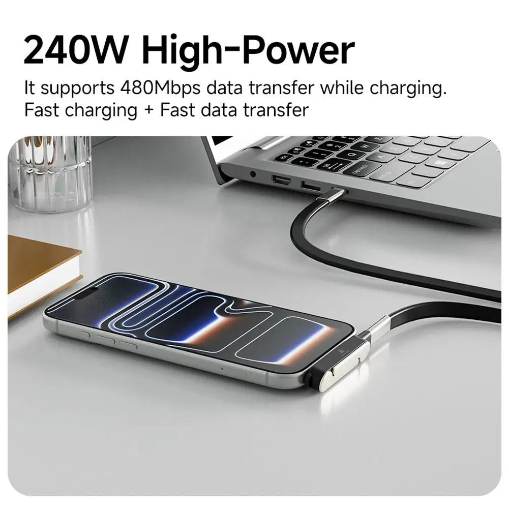 240W Charging Cable With Type-C Magnetic Stand - 2-in-1 Stand Charging Cable For Mobile Phones, Tablets & Gaming Devices Peaceful Pleasures Health and Wellness