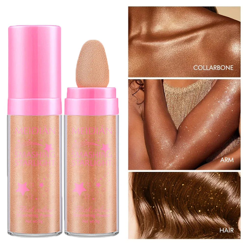 Waterproof Shimmer Highlighter Powder – Body & Hair Glow