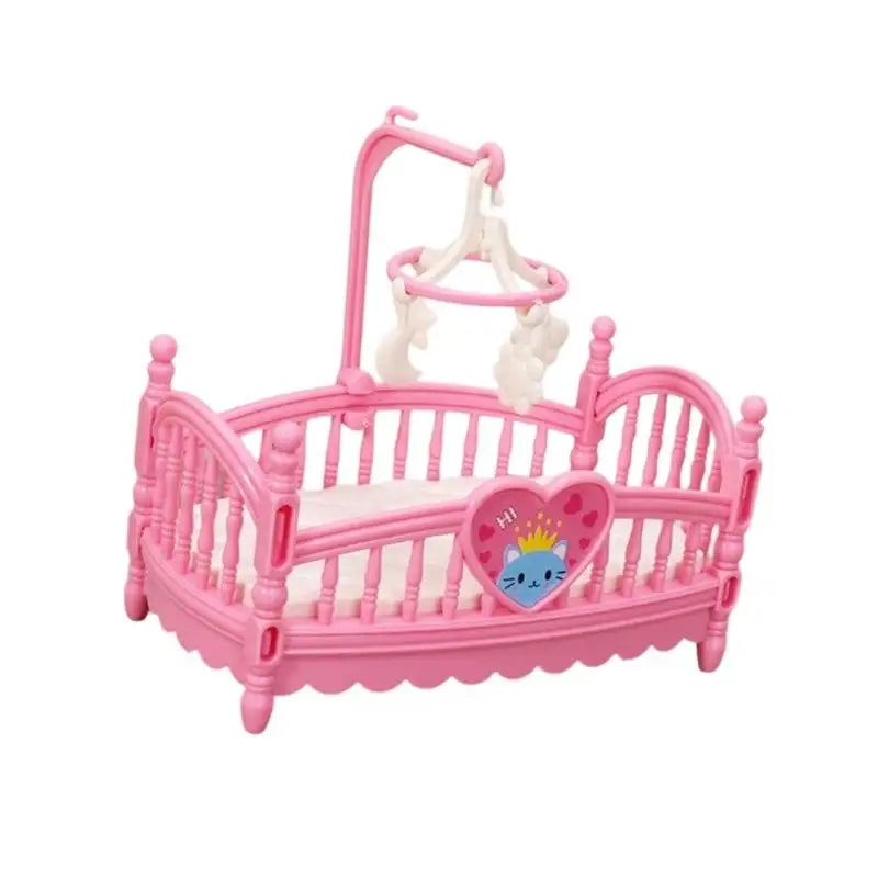 1:12 Miniature Dollhouse Crib | Realistic Nursery Furniture Pink