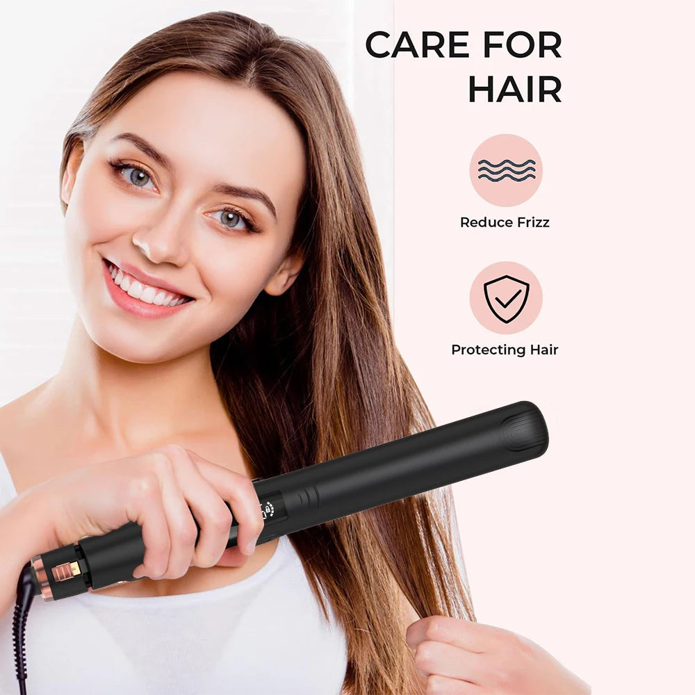 Flat Iron Straightener & Curler 2-in-1 with Quick Heating, 1-Inch Professional Hair Straightener with Adjustable Temperature Peaceful Pleasures Health and Wellness