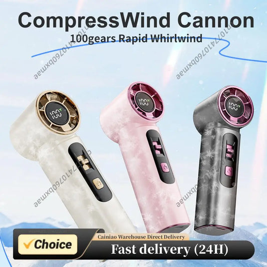 Portable Handheld Turbo Fan Rechargeable Personal Fan 100 Speeds LED Display Hand Fan Travel Essentials Gifts for Women Men Peaceful Pleasures Health and Wellness