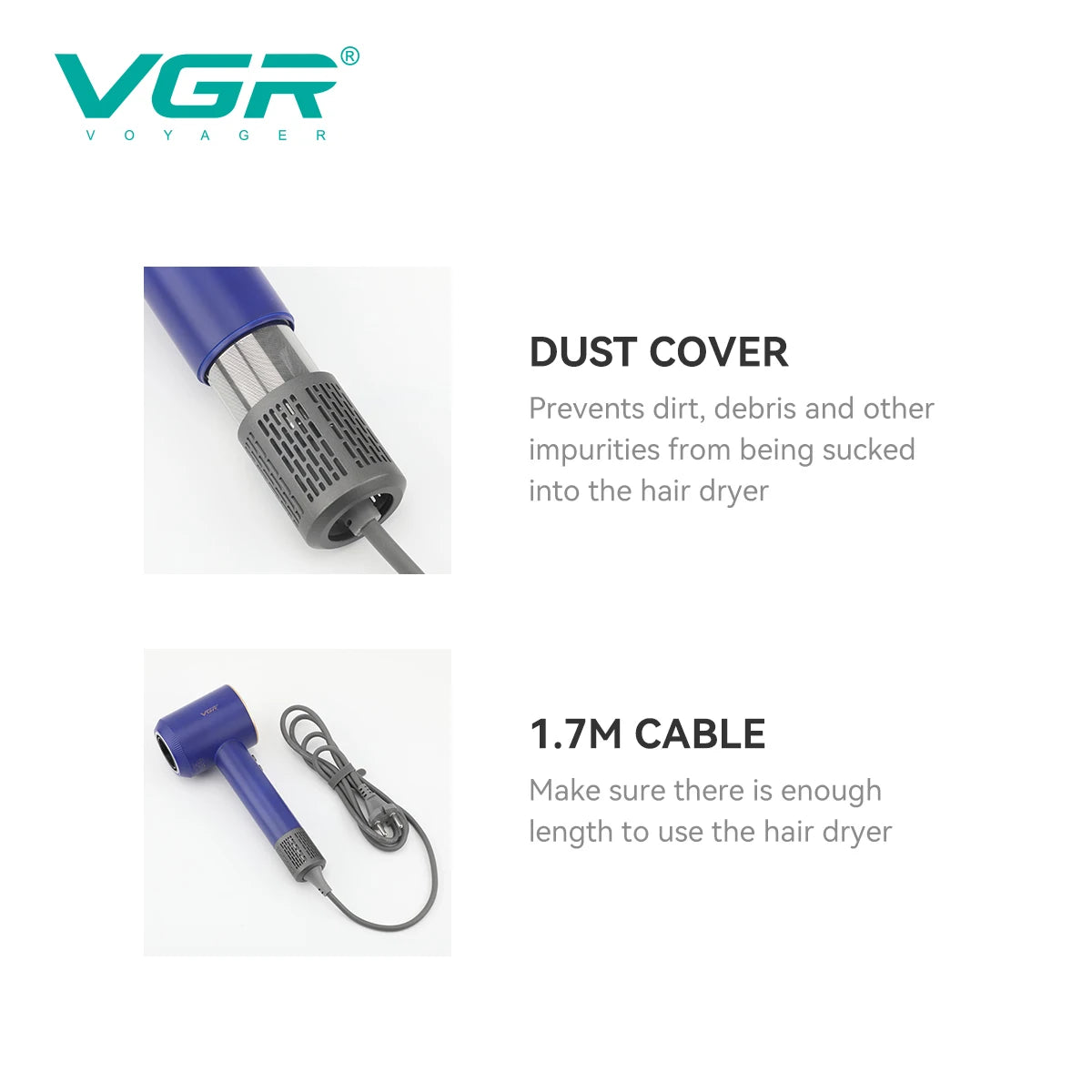 VGR new hair dryer with strong wind speed and no damage to hair duct, dormitory and household quick drying hair dryer V-445 Peaceful Pleasures Health and Wellness