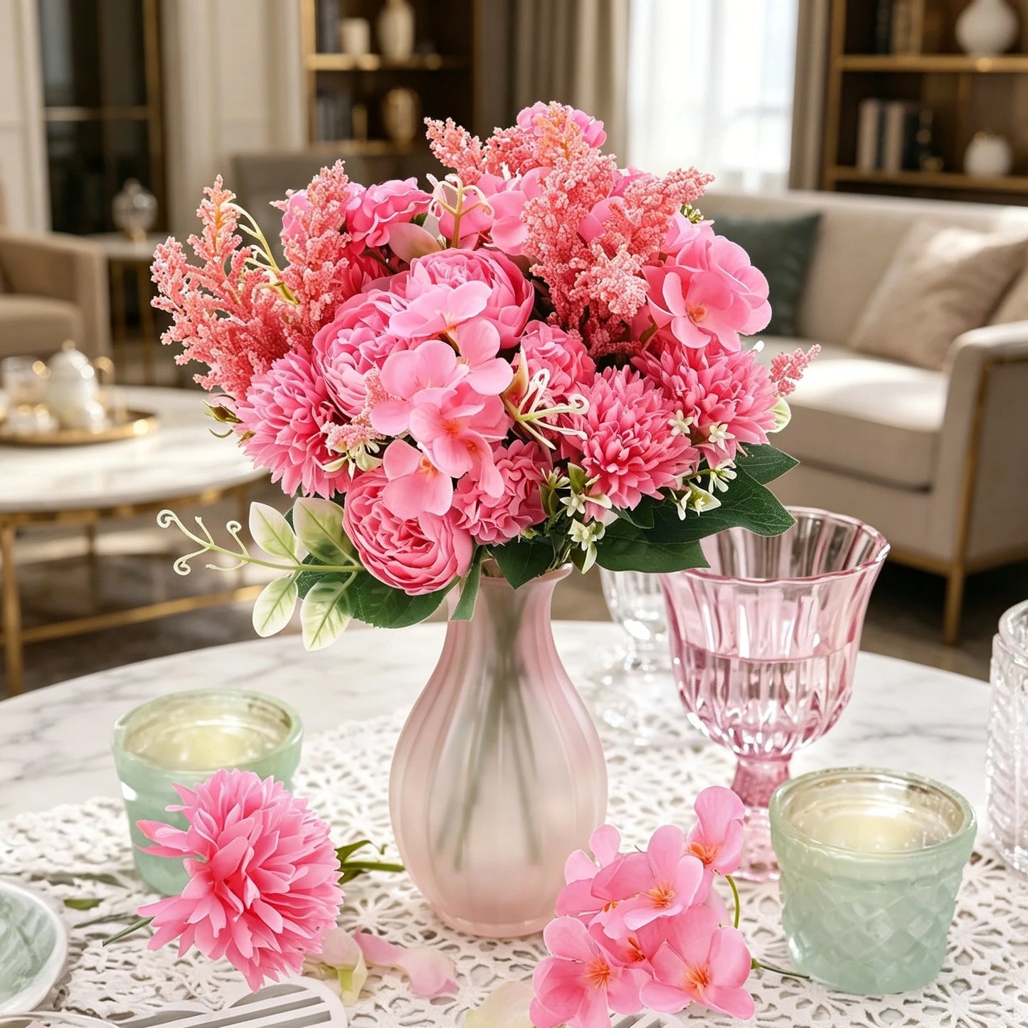 Artificial Silk Peony Bouquet | Wedding & Home Decor Flowers