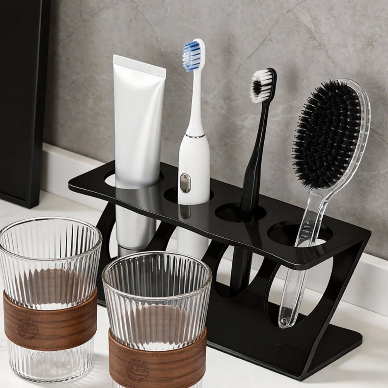 Ventilated Toothbrush Holder Stand | Bathroom Organizer