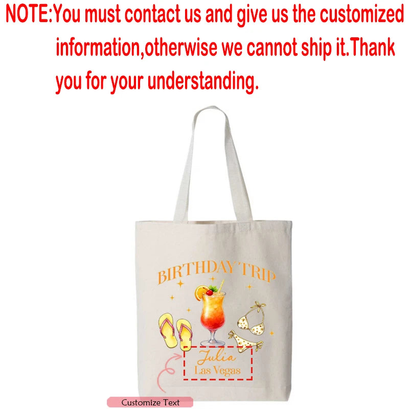 Personalized Birthday Trip Canvas Tote Bag | Beach Vacation Gift Personalized Canvas Tote Peaceful Pleasures Health and Wellness custom D 45x34x10cm