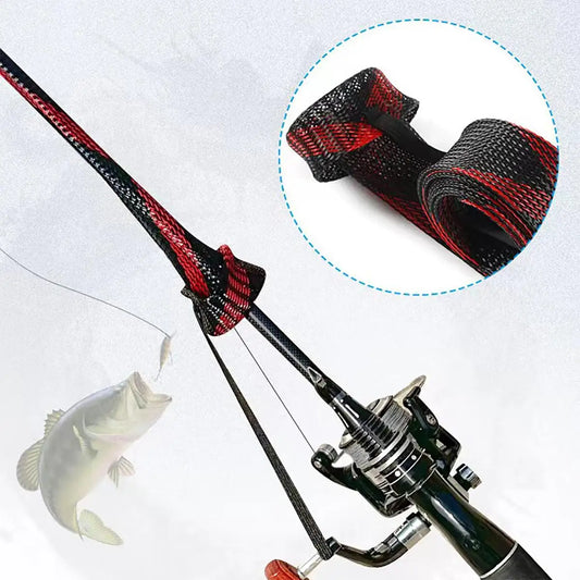 Fishing Rod Knitting Net Protective Cover Fishing Tool Suitable for Spinning Casting Ice Fishing Rod Socks Gloves for Angling Peaceful Pleasures Health and Wellness