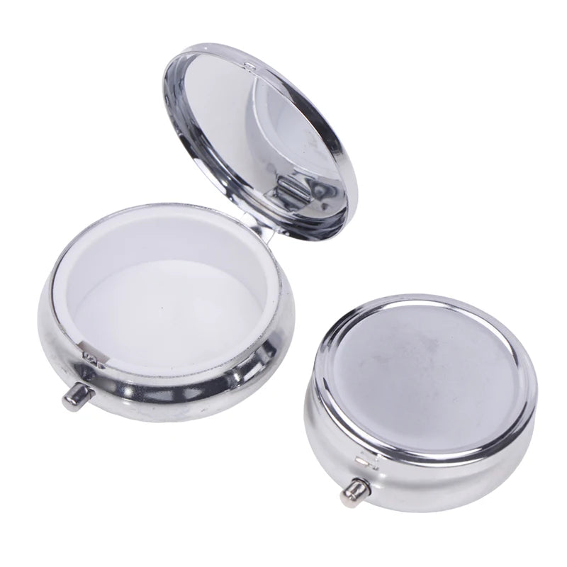 Metal Pill Boxes Stainless Steel Round Pill Boxes Medicine Organizer Container Medicine Case Splitters Pill Candy Box Peaceful Pleasures Health and Wellness