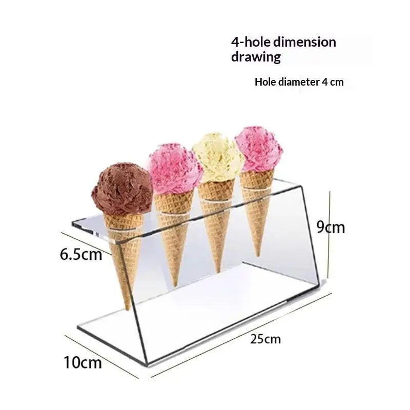 Clear Acrylic Ice Cream Cone Holder & Party Dessert Stand