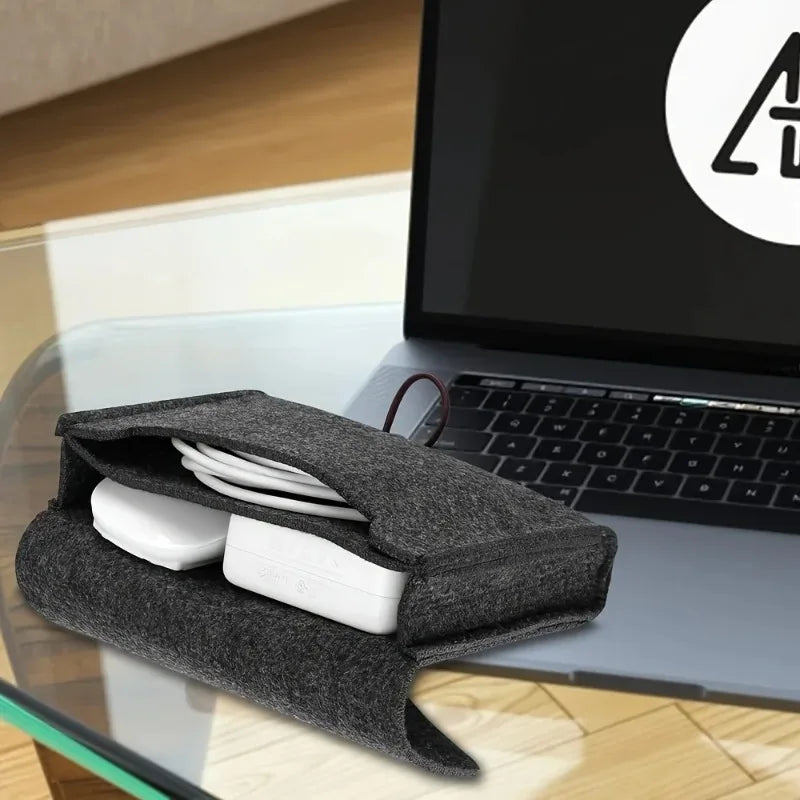 Felt Travel Electronics Organizer | Cable & Adapter Storage Bag Electronics Travel Organizer Peaceful Pleasures Health and Wellness