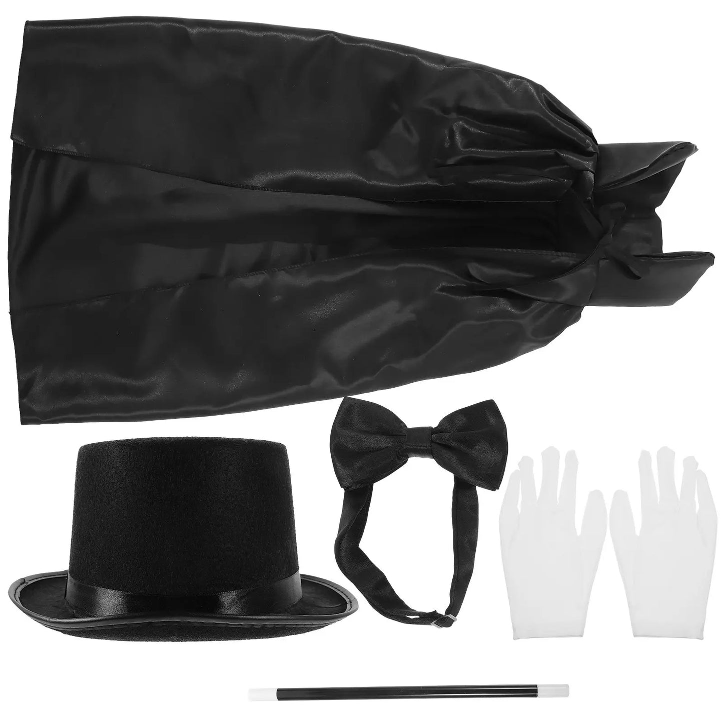 1Set Detective Cosplay Supplies Set Hat Gloves Bowtie Authentic Mustache Magician Role Play Props for Halloween Party Games Peaceful Pleasures Health and Wellness