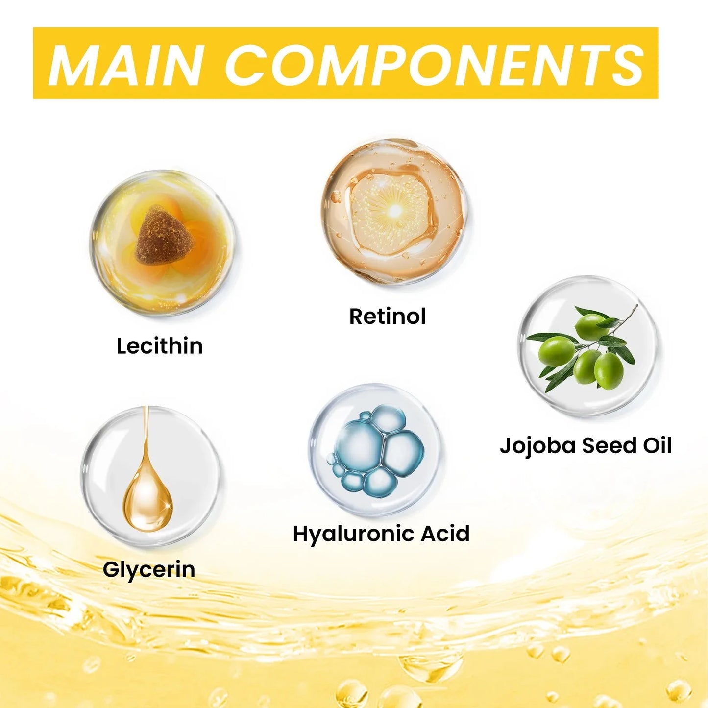 Retinol Anti-Wrinkle Serum Anti Aging Face Lifting Firming Fade Fine Lines Moisturizing Skin Care Hyaluronic Acid Facial Serum Peaceful Pleasures Health and Wellness
