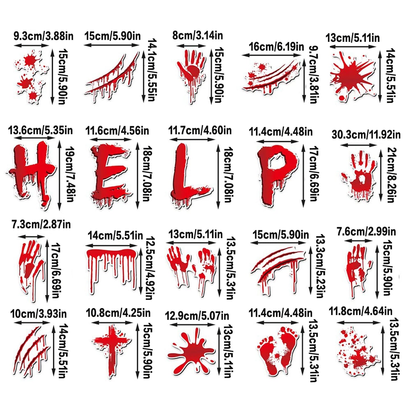 Halloween Refrigerator Magnets Stickers Horror and Dirty Bleeding Red Stickers Suitable for Party Paper Favor Peaceful Pleasures Health and Wellness