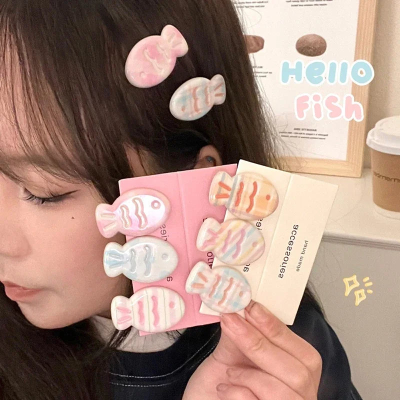Colorful Little Fish Hair Clip Set Sweet and Girlish Cute Bangs Side Clips Versatile Student Hairpin Cartoon Hair Accessories Peaceful Pleasures Health and Wellness