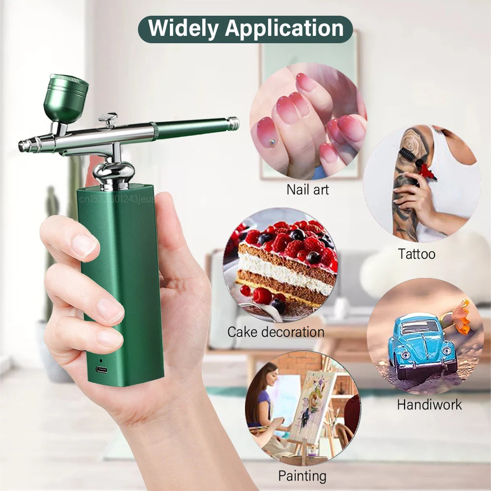 Nail Airbrush Air Compressor Portable Airbrush For Nail Cake Tattoo Makeup Air Brush Nail Art Paint Compressor Oxygen Injection Peaceful Pleasures Health and Wellness