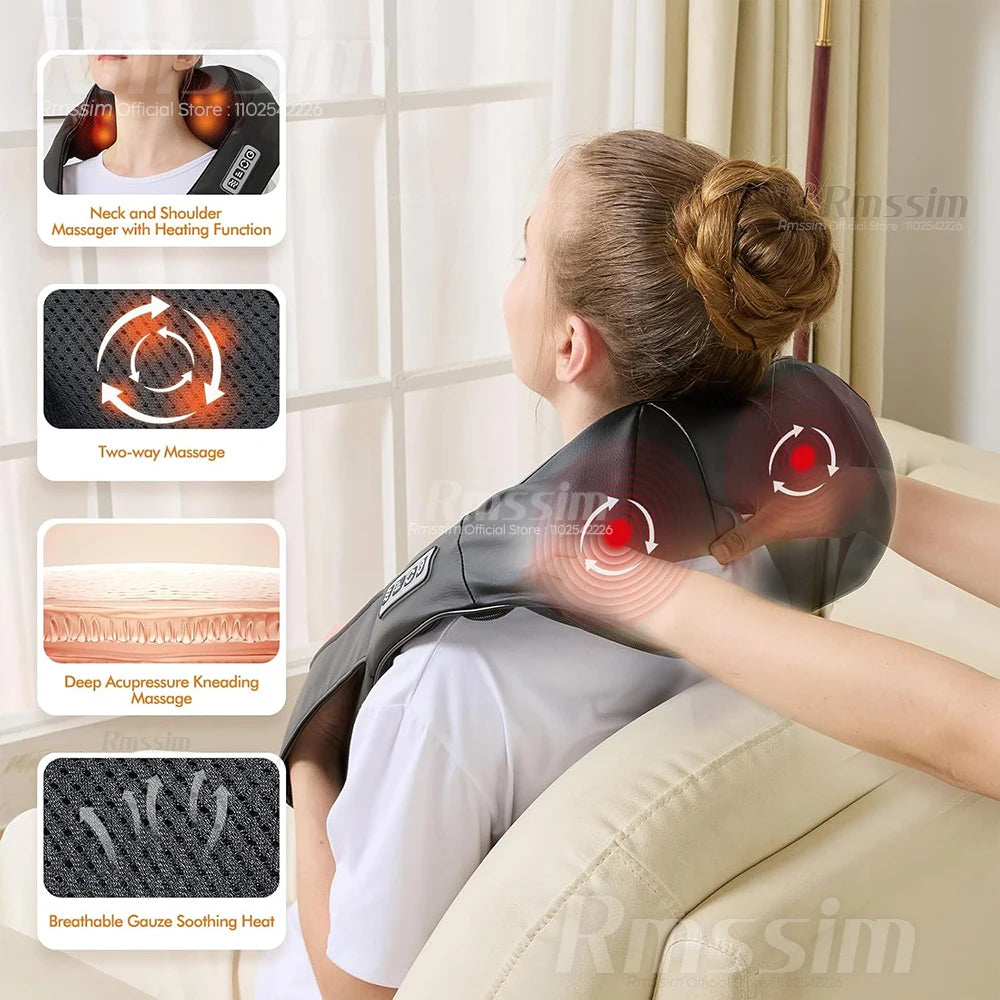 Electric Neck and Shoulder Massager with Heat, Deep Tissue 3D Kneading Pillow Shiatsu Back Massager for Muscle Pain Relief Peaceful Pleasures Health and Wellness