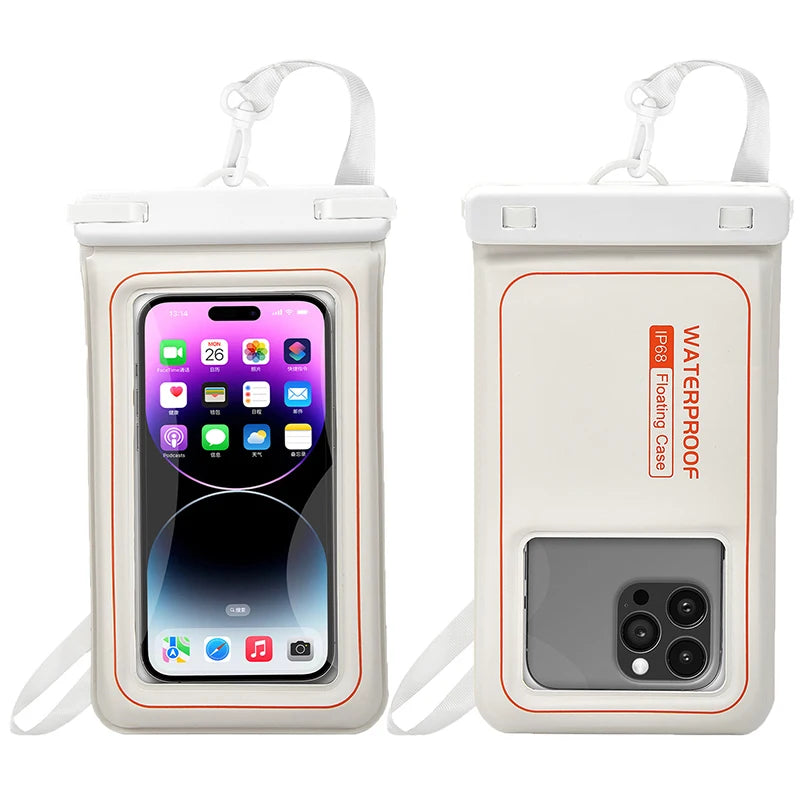 IPX8 waterproof phone pouch for swimming bag phone waterproof case mobile phone waterproof pack floating phone case under water Peaceful Pleasures Health and Wellness White
