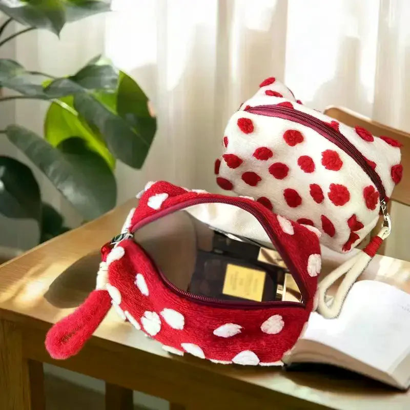 Christmas Style Makeup Bag Dot Cosmetic Pouch With Handle Gift For Women Large Capacity Travel Toiletry Wristlet Purse Organizer Peaceful Pleasures Health and Wellness