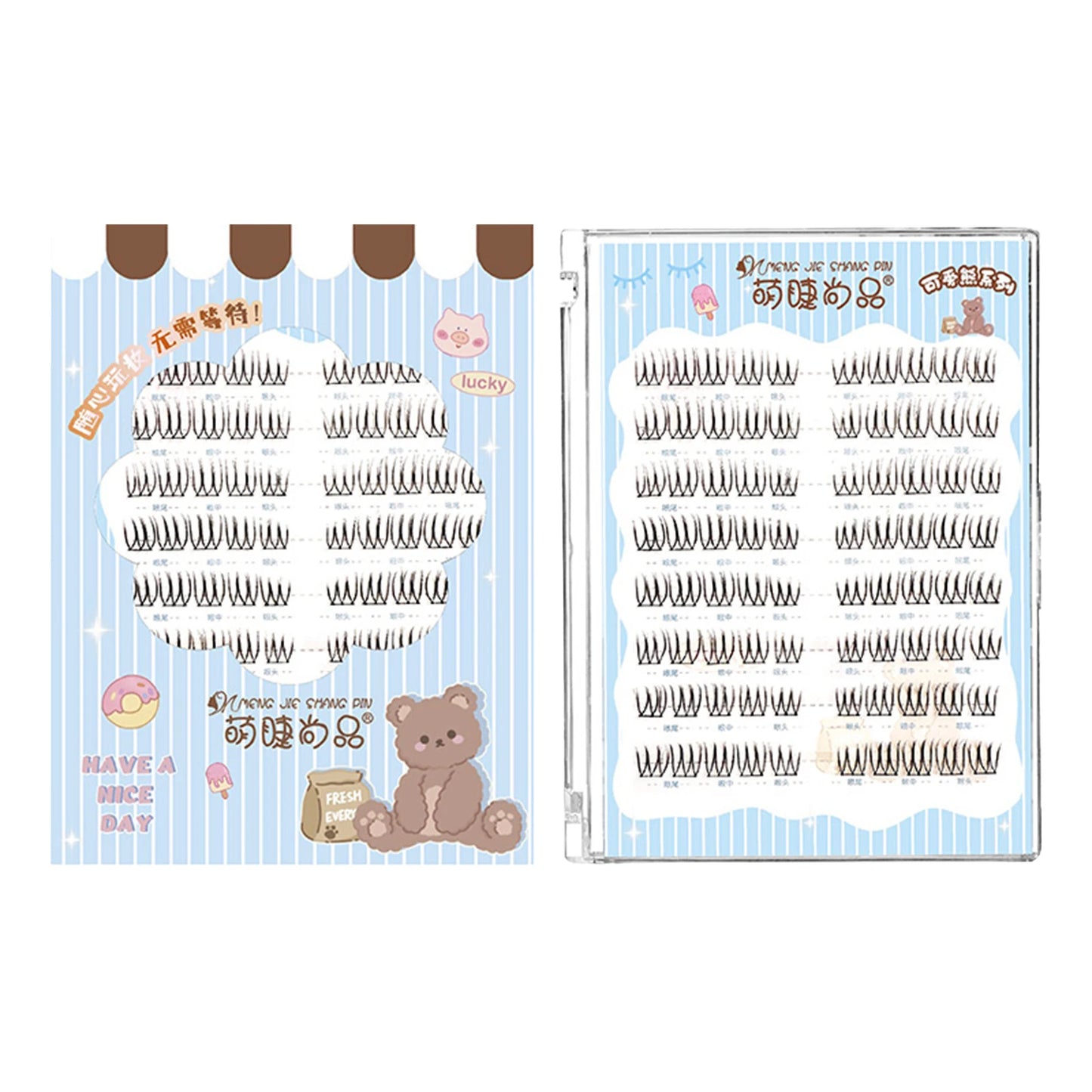 8-Row 3D Cluster False Eyelashes | Korean C-Curl Lash Set