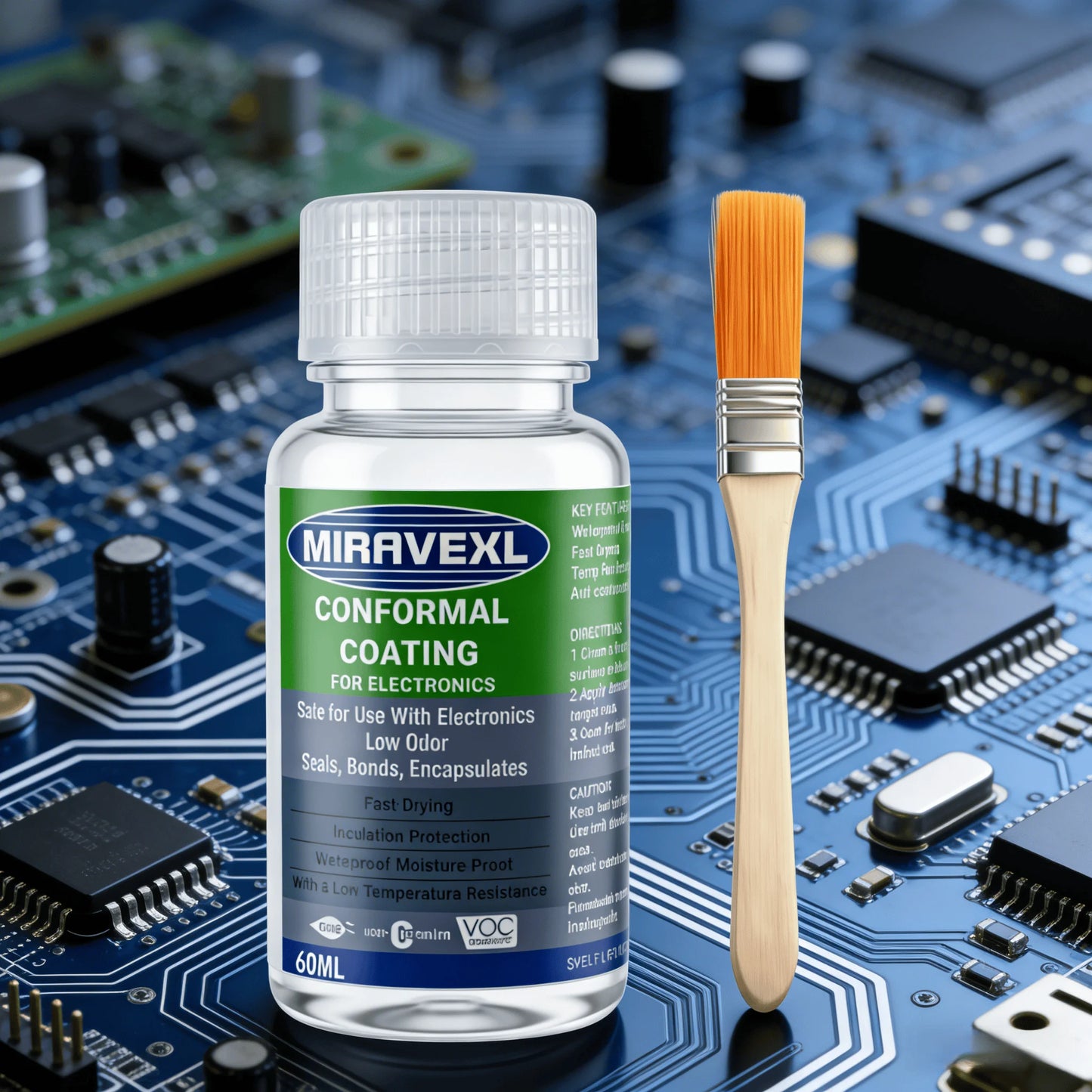 Waterproof PCB Conformal Coating Clear Insulating Varnish Fast Dry Circuit Board Protection Liquid w/ Brush Electronics Peaceful Pleasures Health and Wellness