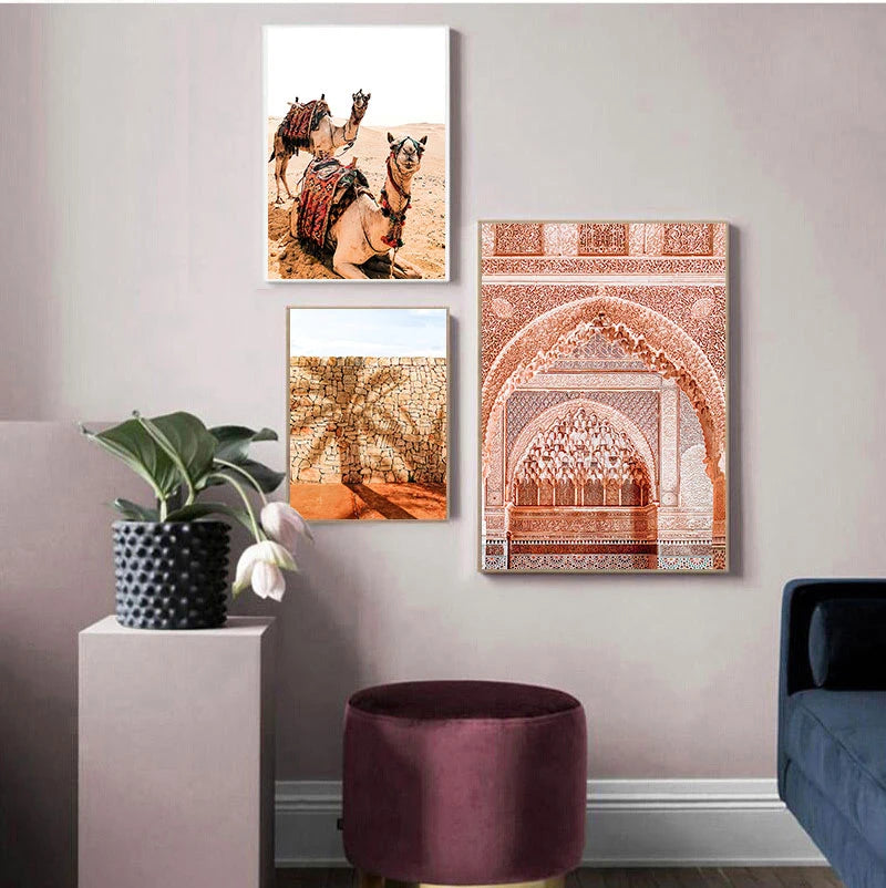 Boho Landscape Wall Art Desert Travel Print Marrakech Poster Camel Canvas Print Painting Wall Picture Living Room Moroccan Decor Peaceful Pleasures Health and Wellness